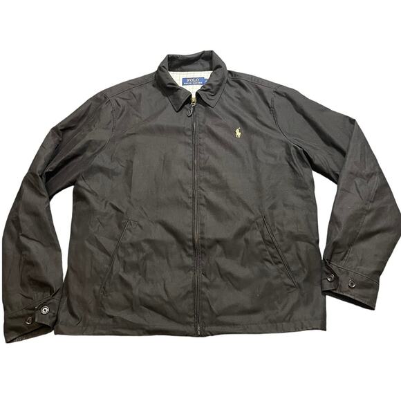 Polo Ralph Lauren Vintage Black Harrington Jacket Plaid Interior Size Men’s Med - Picture 1 of 9